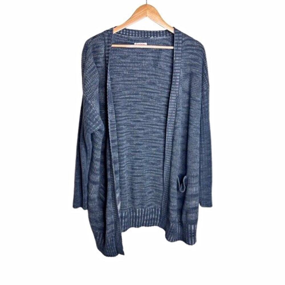 Knox Rose Open Front Cardigan Sweater Dusky Blue Size Large Long Sleeve Pockets